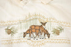 Vintage 1990s Top Stitch Embroidered Deer Graphic Print Collared Sweatshirt Womens L