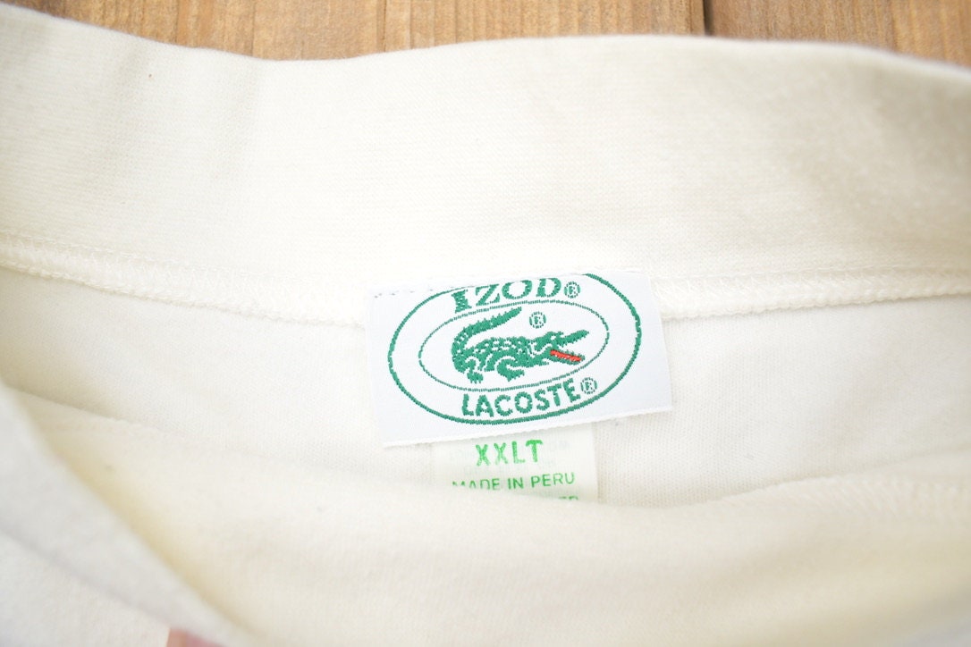 Vintage 1990s Lacoste Embroidered Long Sleeve T Shirt / 1990s T Shirt / White Shirt / Casual Shirt / Formal Shirt/ IZOD
