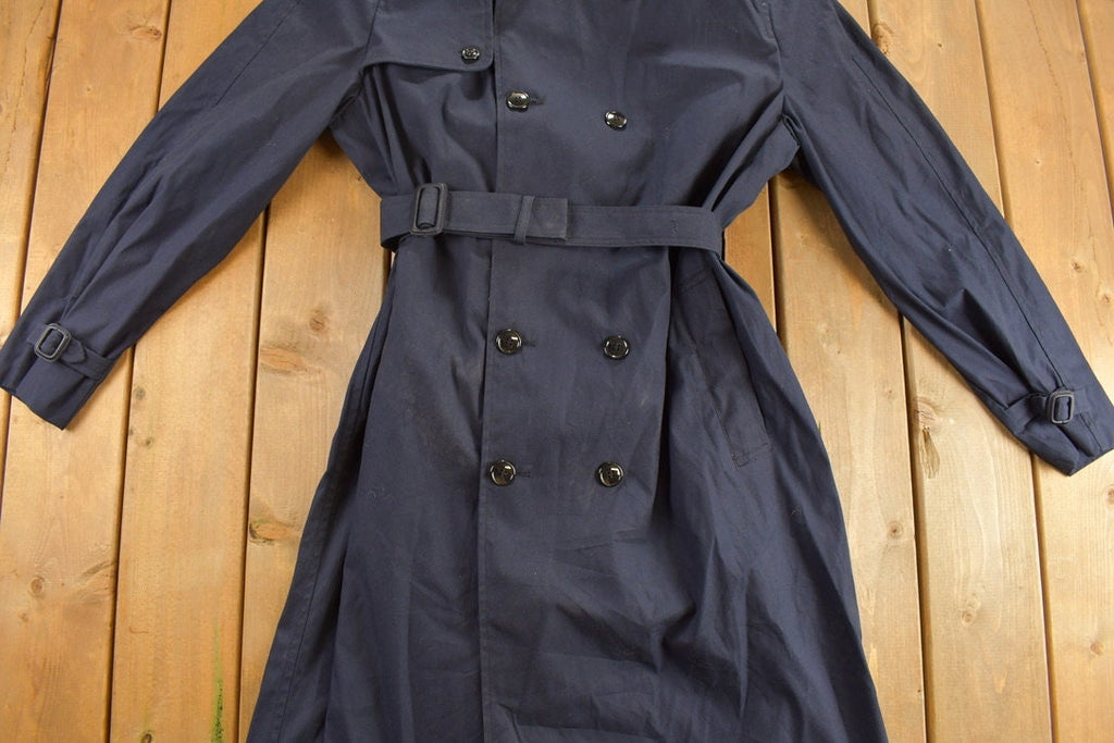 Vintage 1990s DSCP Defender Navy Blue Trench Coat