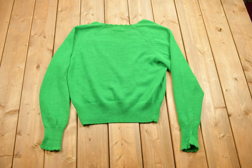 Vintage 1990s Braemar Jeremy Scott Knit Cardigan Sweater / Vintage Cardigan / Button Up / Green Cardigan / Basics / Essentials / Made in USA