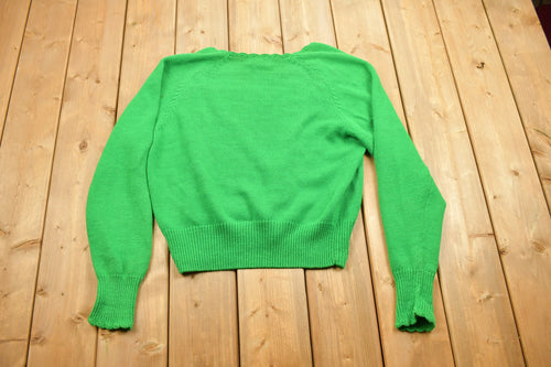 Vintage 1990s Braemar Jeremy Scott Knit Cardigan Sweater / Vintage Cardigan / Button Up / Green Cardigan / Basics / Essentials / Made in USA