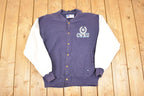 Vintage 1990s Russell Athletic High Cotton CWRU University Button Up Crewneck Sweater Men's L