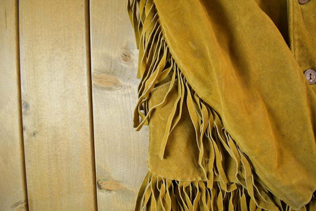 Vintage 1960s Sprung Genuine Leather Western Fringe Jacket Mens 44