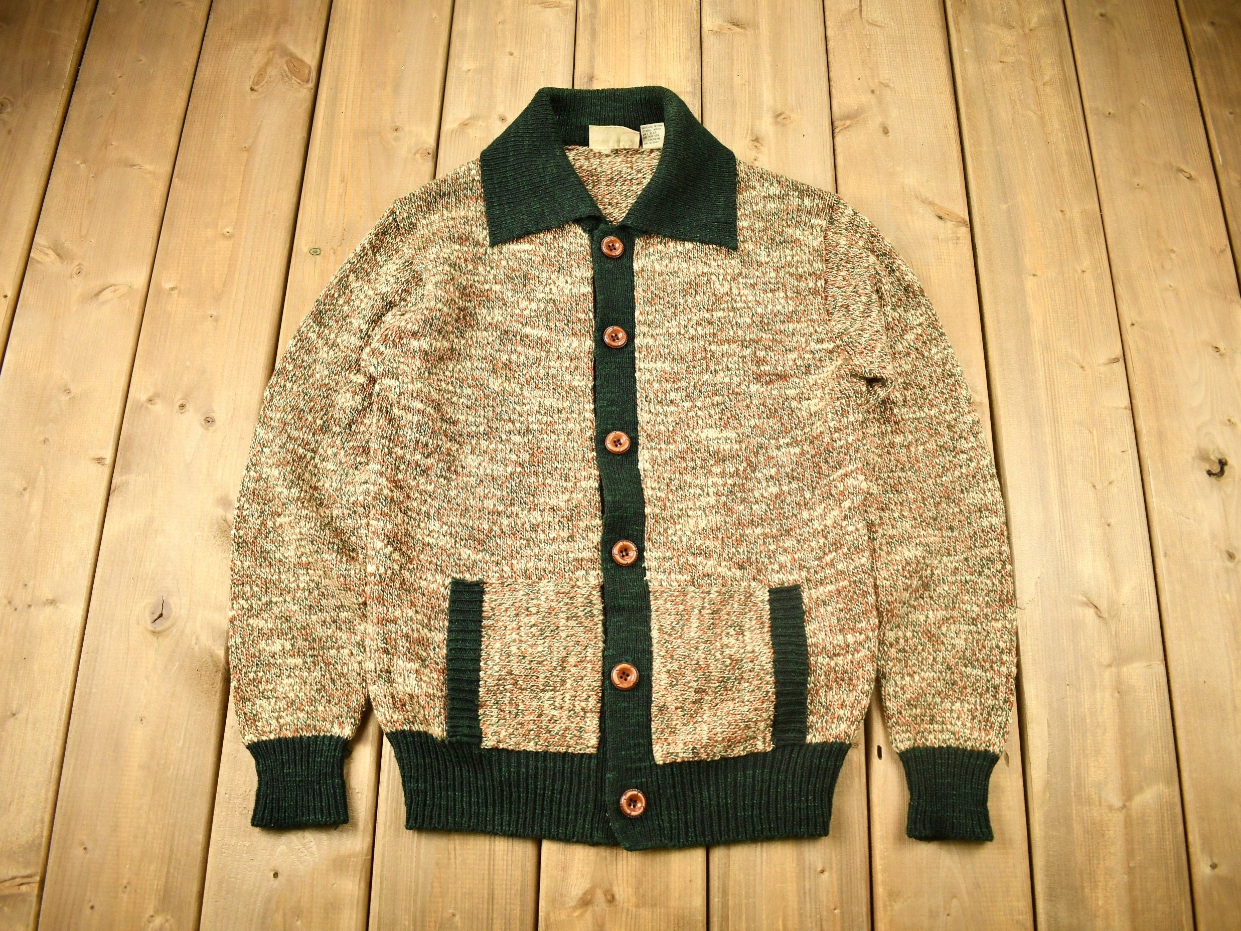 Vintage 1970s Left Blank Cardigan Sweater
