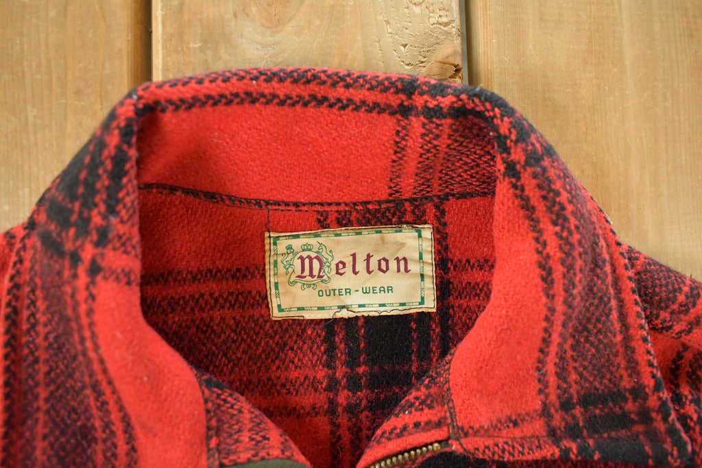 Vintage 1950s Melton Outer-Wear Buffalo Plaid Wool Hunting Jacket Men's XL