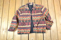 Vintage 1990s New Direction 100% Cotton Aztec Southwestern Light Button Up Lined Knit Jacket