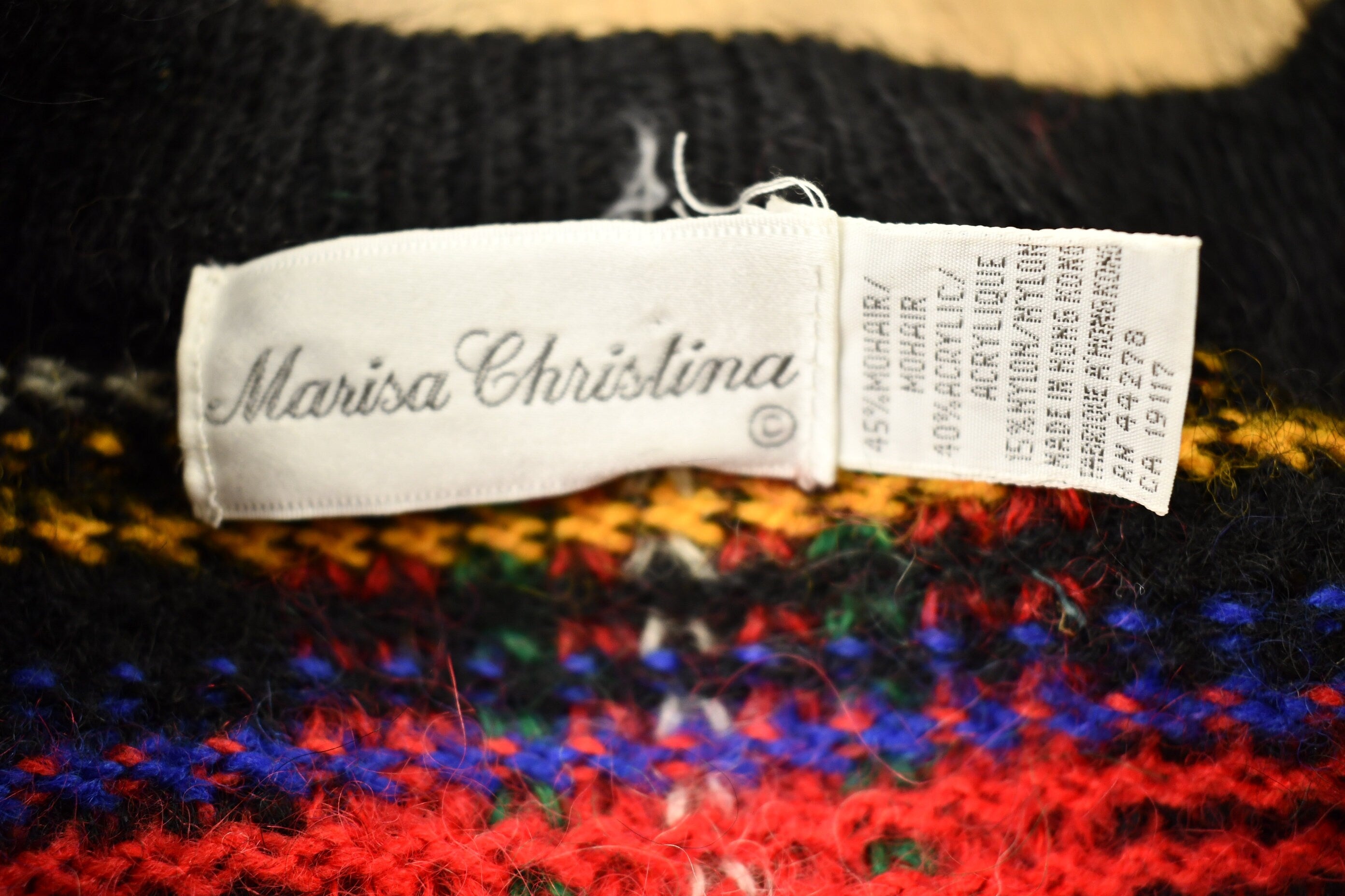 Vintage 1990s Marisa Christina Plaid Mohair Knitted Cardigan Sweater