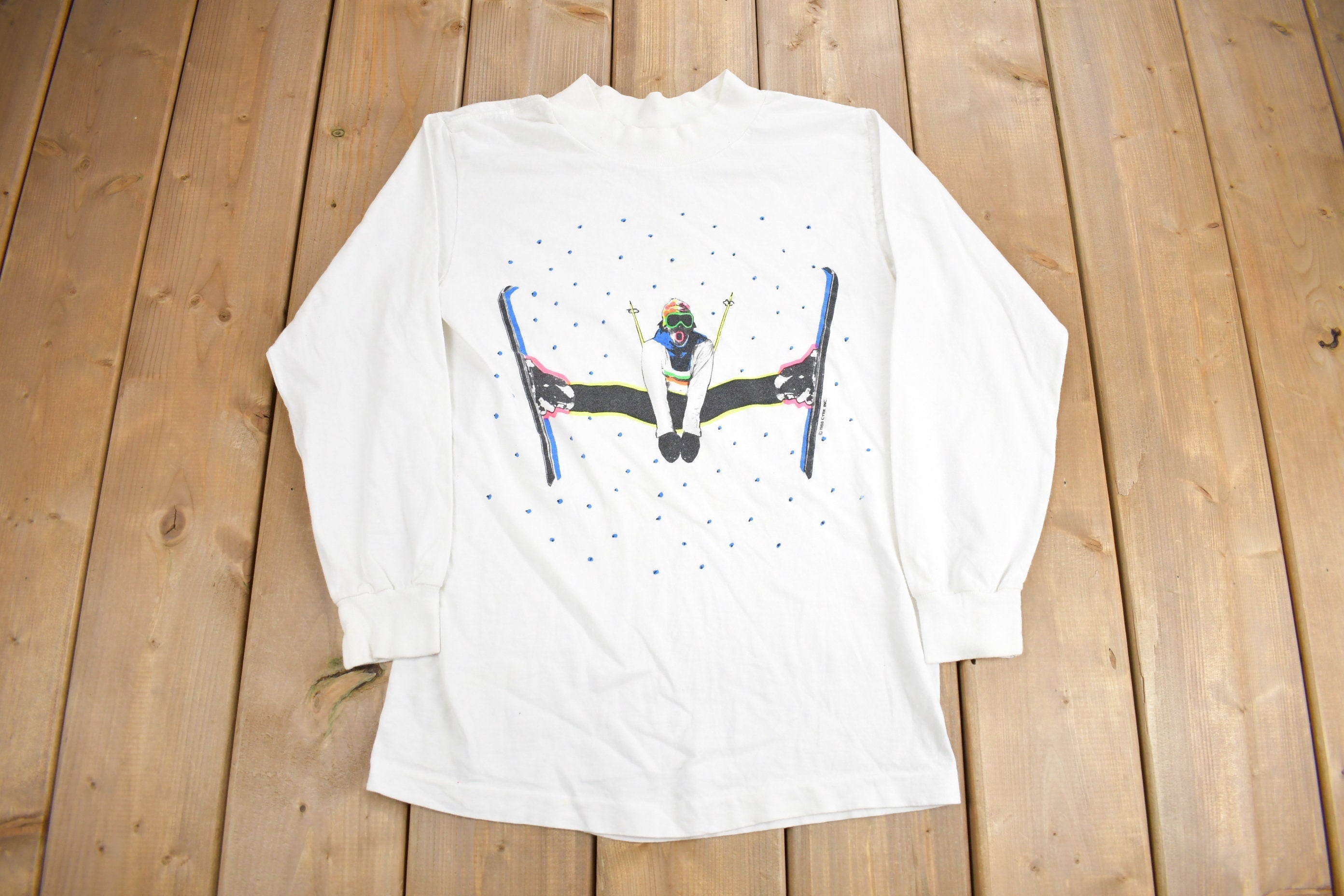 Vintage 1988 Skier Graphic Long Sleeve T Shirt