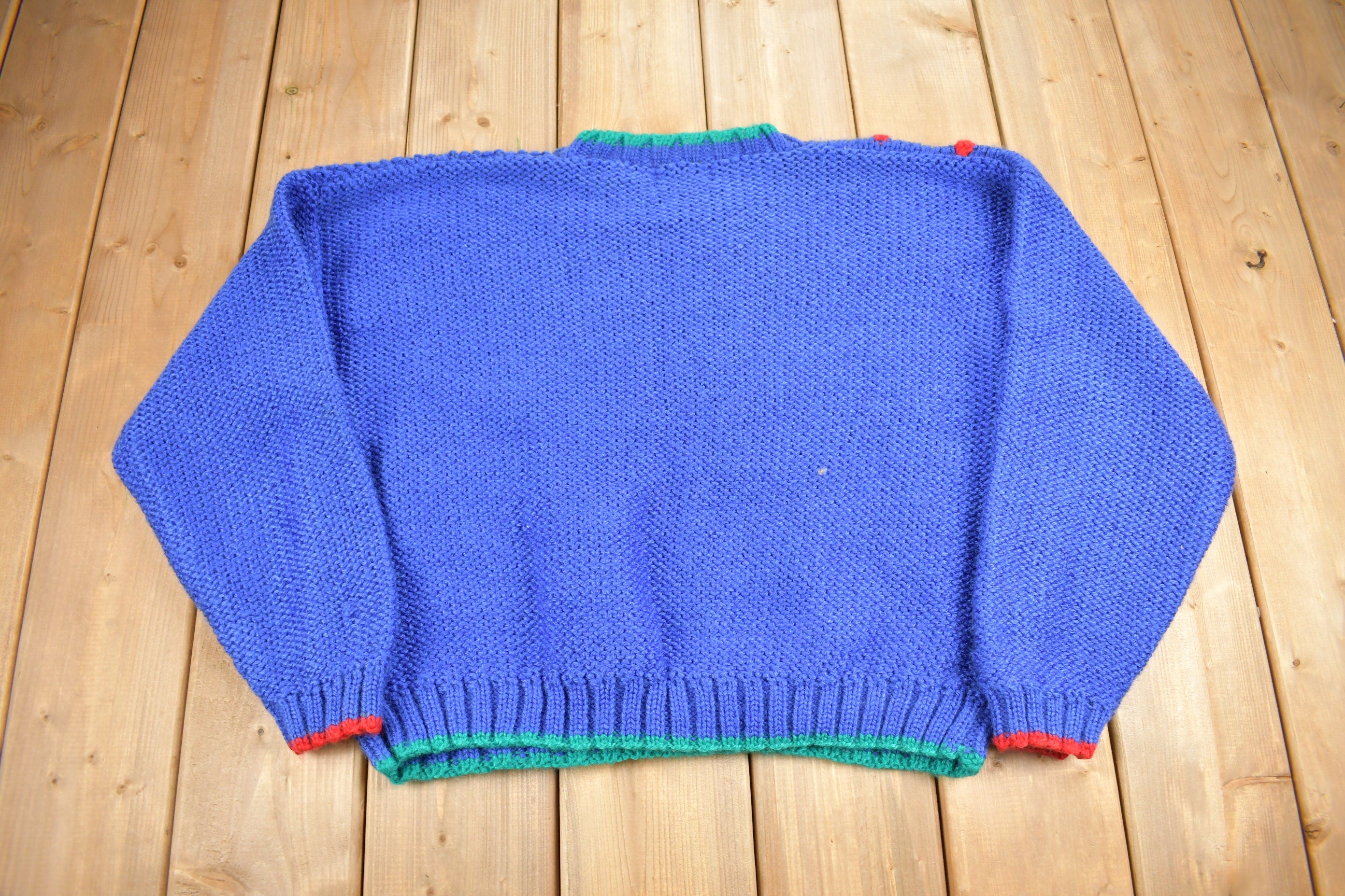 Vintage 1990s Women's Knit Color Block Crewneck Sweater