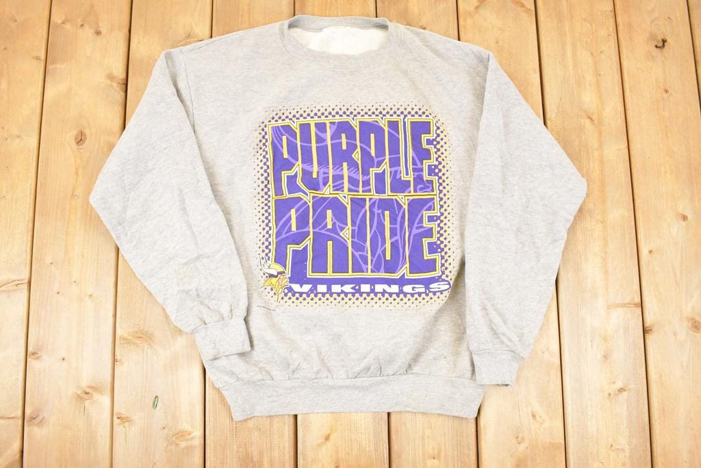 Vintage 1990s Minnesota Vikings Purple Pride NFL Crewneck Sweatshirt Mens M