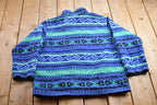 Vintage 1990s Alfred Dunner Abstract Patterned Zip Up Fleece Sweater