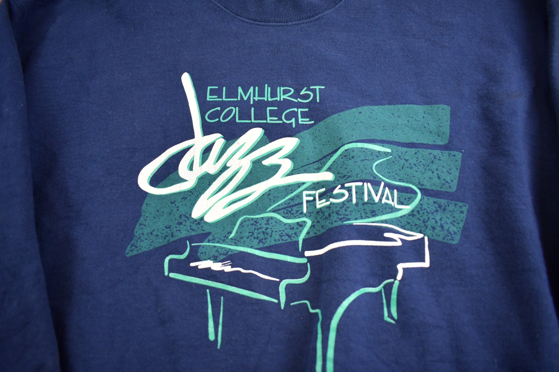 Vintage 1990s Elmhurst College Jazz Festival Souvenir Travel Crewneck Sweatshirt