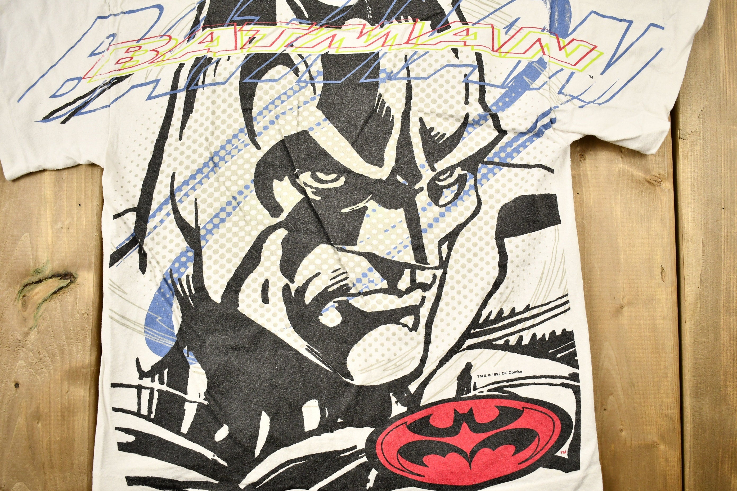Vintage 1997 Batman DC Comics All Over Print T-Shirt