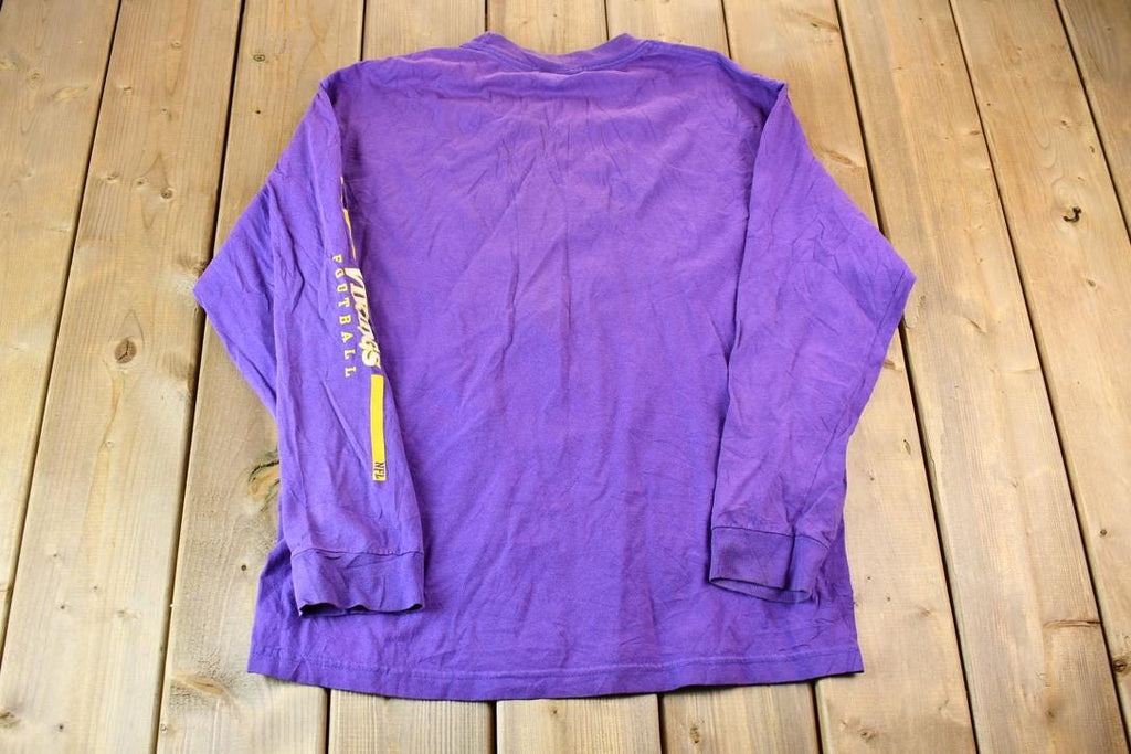 Vintage 1990s Minnesota Vikings NFL Football Long Sleeve Graphic T-Shirt
