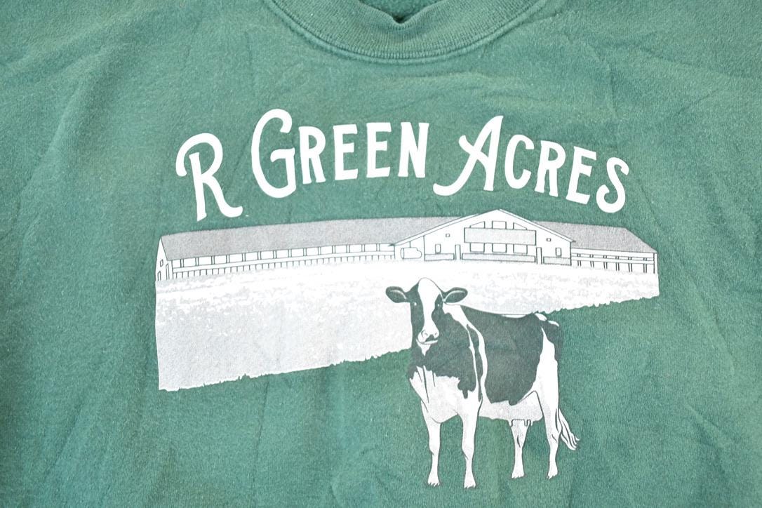 Vintage 1990s R Green Acres Cow Crewneck Sweatshirt Mens L