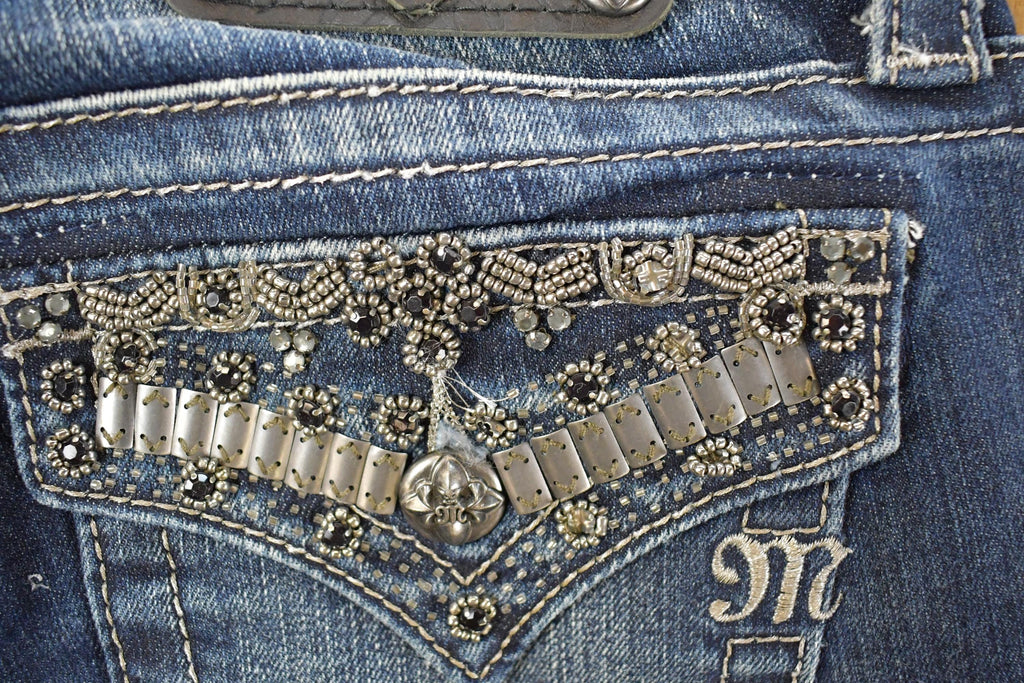 Vintage Deadstock Y2K Miss Me Bedazzled Low Rise Jeans Women's Size 26x31