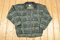 Vintage 1990s Ski Doo Sno Gear Plaid Knit Full Zip Heavy Sweater Mens L
