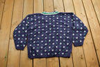 Vintage 1990s Patterned V-Neck Knitted Sweater