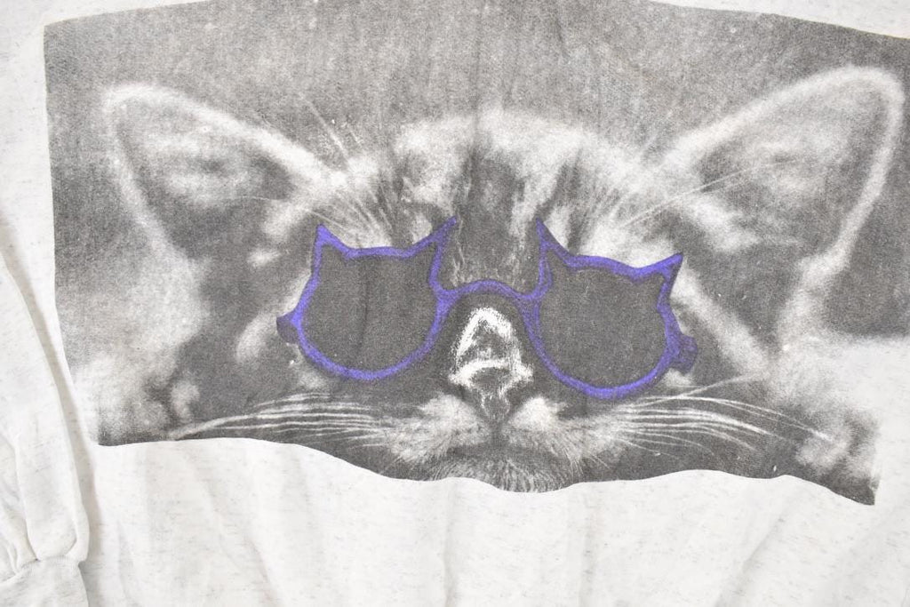 Vintage 1990s Cool Cat Double Collar Crewneck Sweatshirt Men's L Boxy