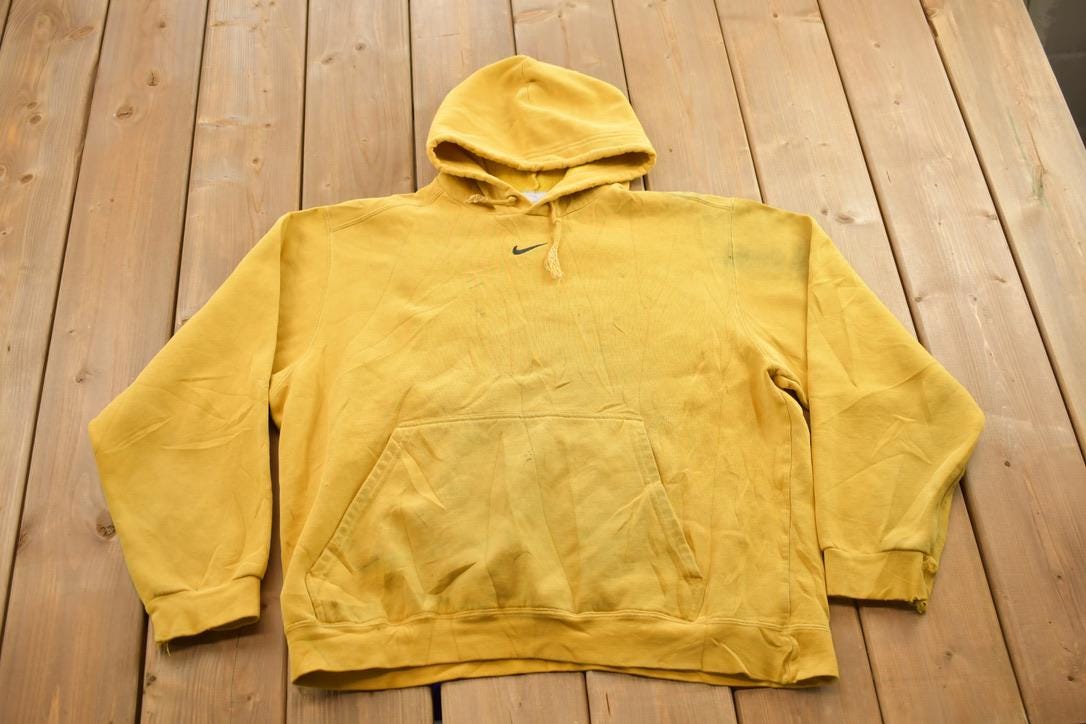 Vintage 1990s Distressed Nike Center Swoosh Hoodie  Middle Swoosh Hoodie  NikeMid Swoosh  grey tag  Vintage Nike Hoodie  Made In Canada