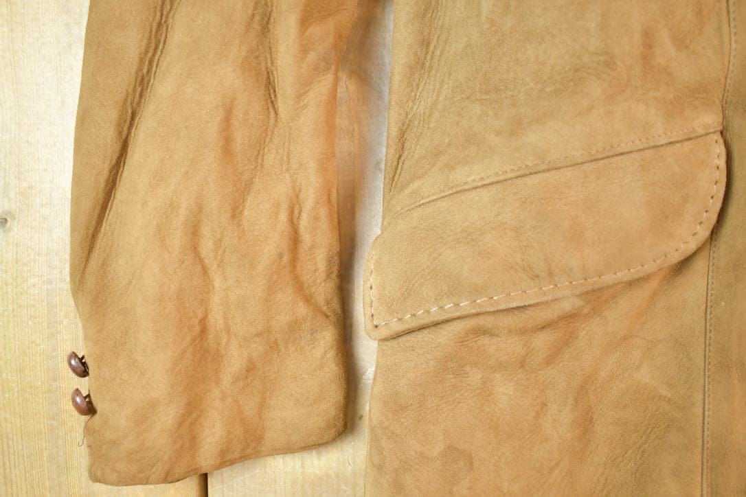 Vintage 1960s Leather Suede Western Style Button Up Long Jacket Made In USA