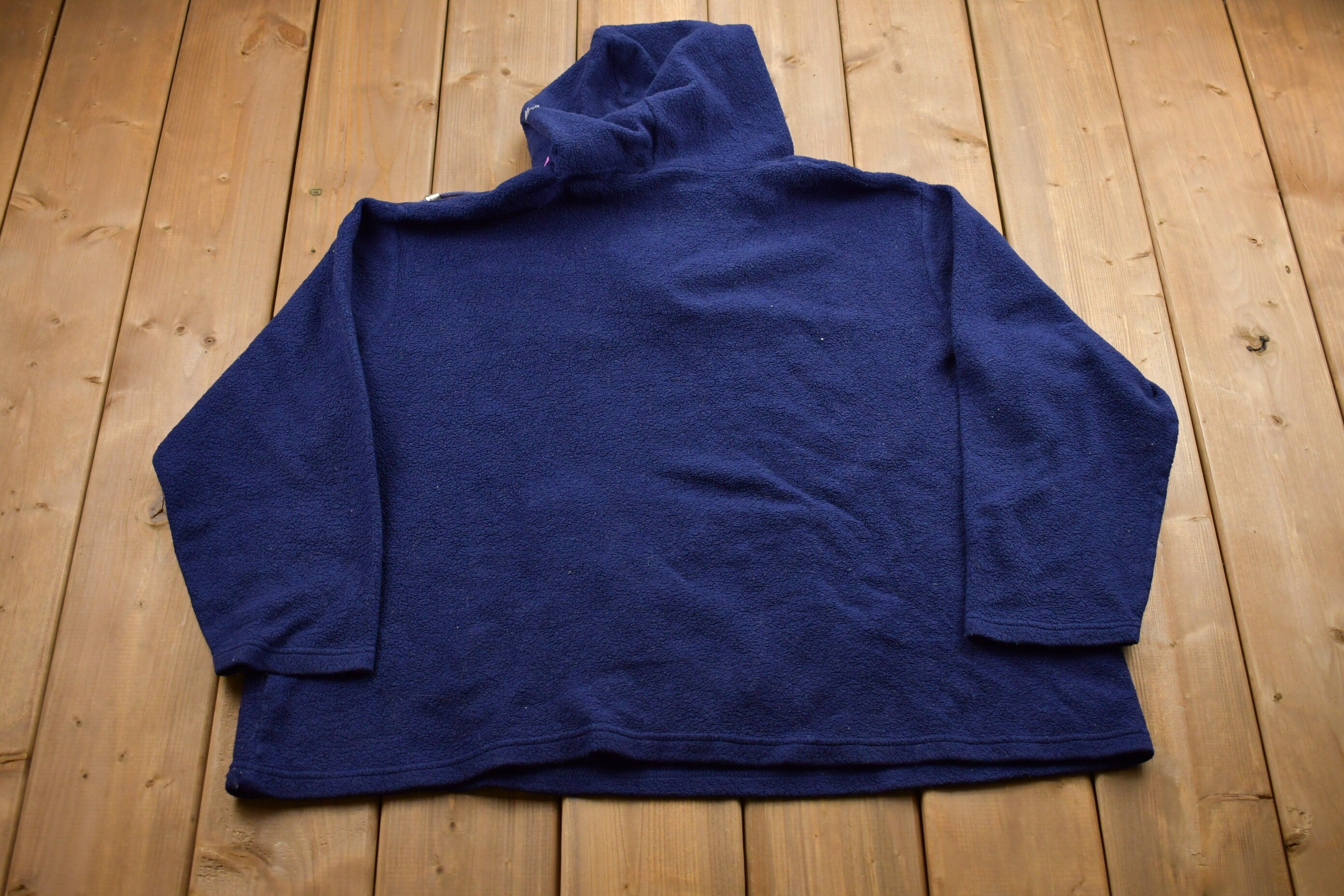 Vintage 1990s Disney Eeyore Embroidered Quarter Zip Fleece Hoodie