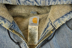 Vintage 1990s Carhartt Denim Sherpa Lined Hooded Jacket Men's XL