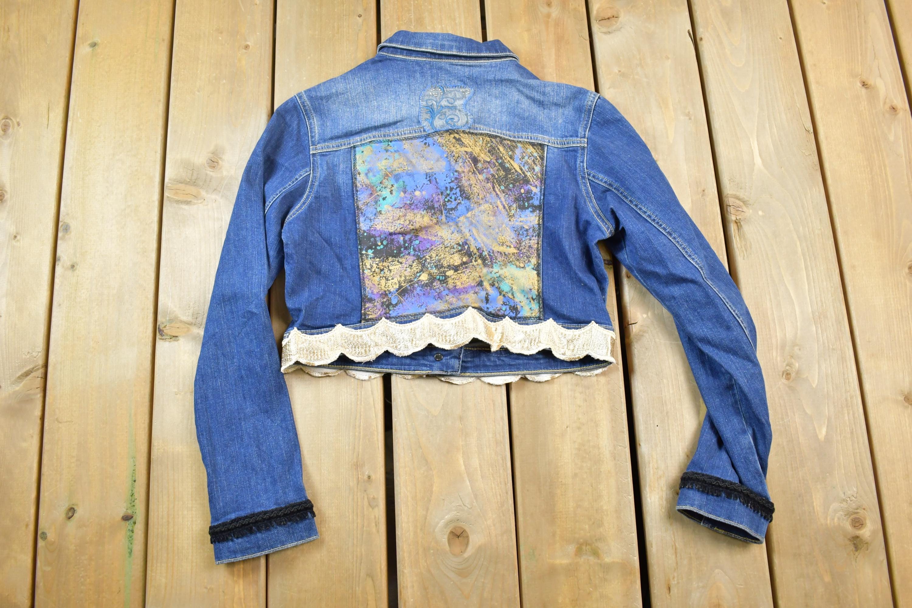 Vintage 1990s Maui Jeans Co Fancy Embellished Jean Jacket Made In USA