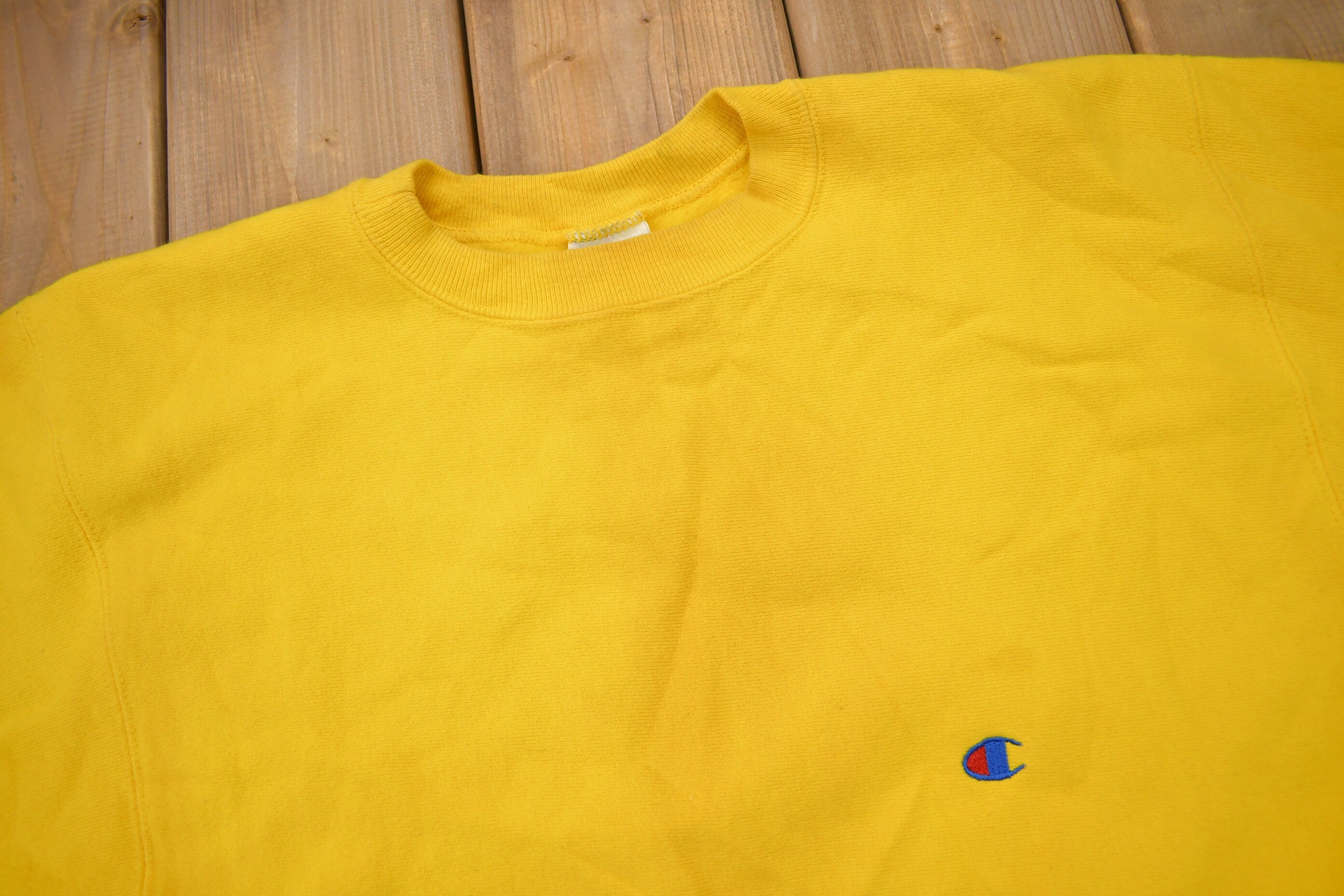 Vintage 1990s Blank Yellow Champion Reverse Weave Crewneck