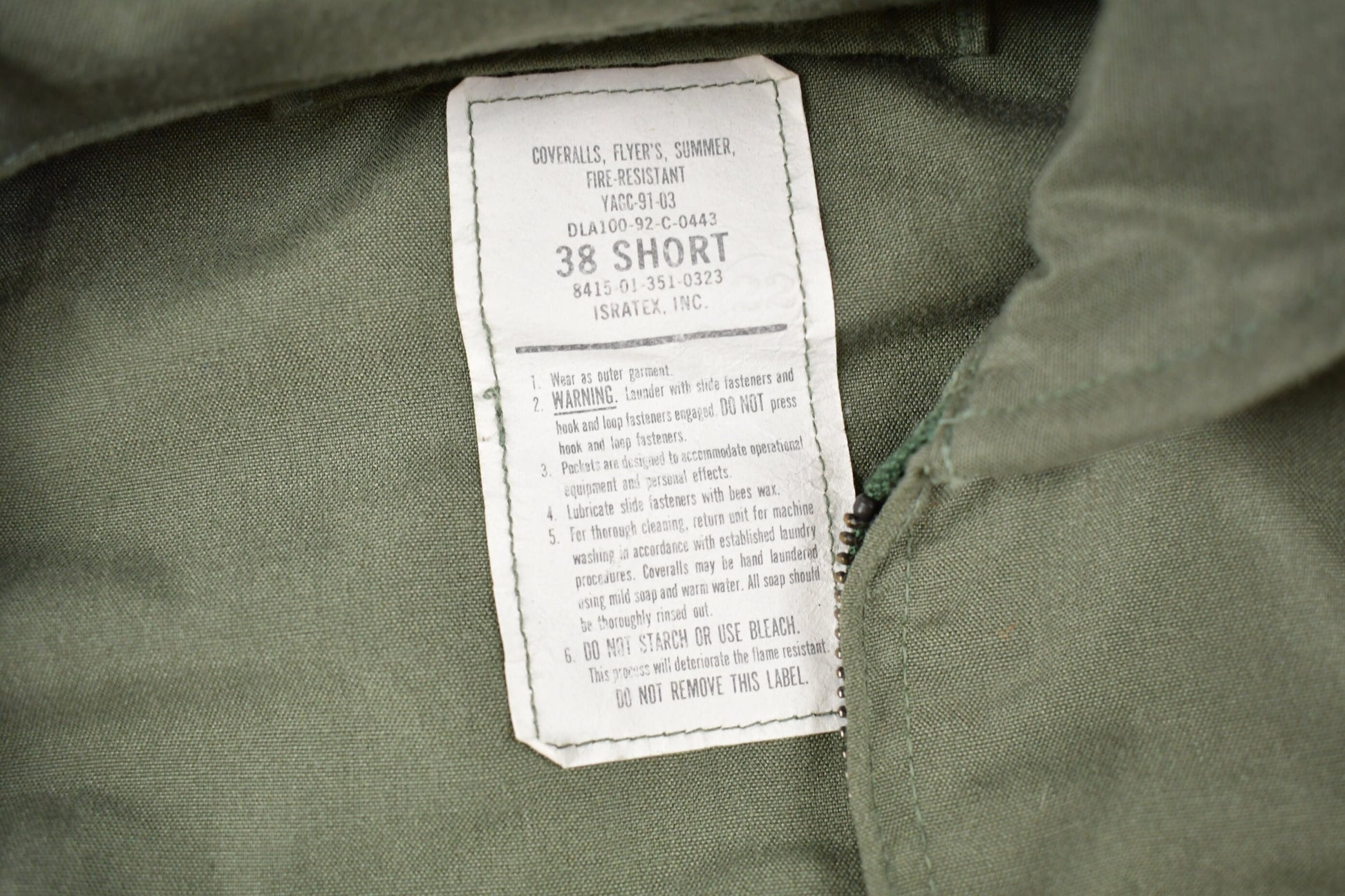 Vintage 1992 Military Summer Flyers Coveralls Jumpsuit Size 38 Short