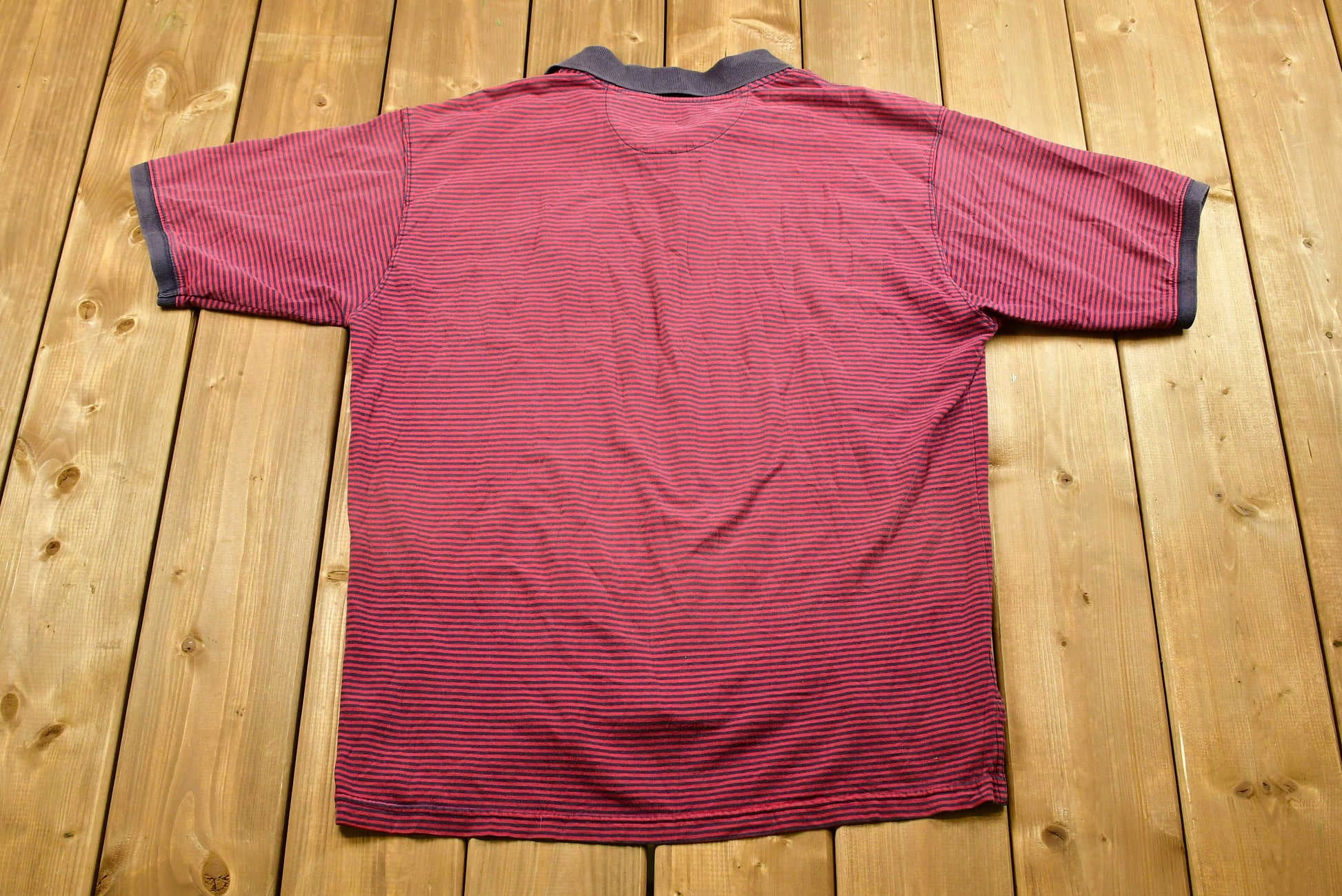 Vintage Striped Short Sleeve Polo Shirt