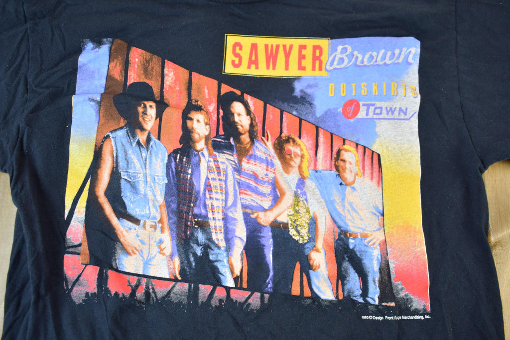 Vintage 1993 Sawyer Brown Tour Band T-Shirt Outskirts of Town Tour Men's Large