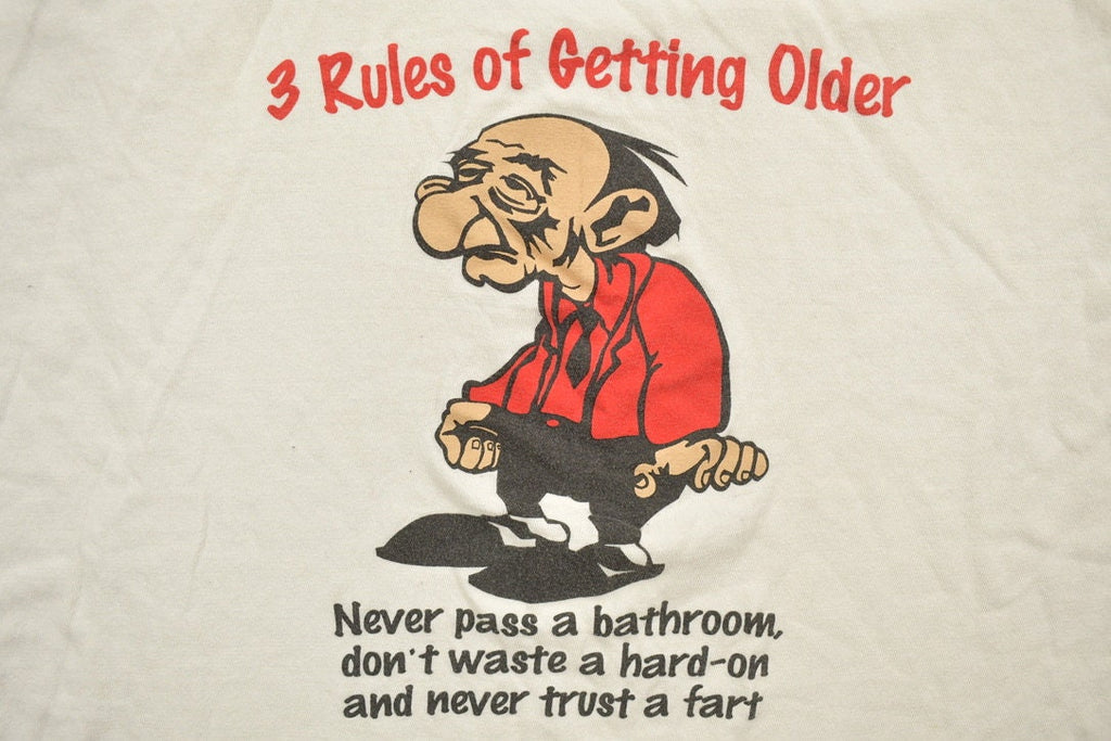 Vintage 1990s Rules Of Getting Older Funny Graphic T-Shirt