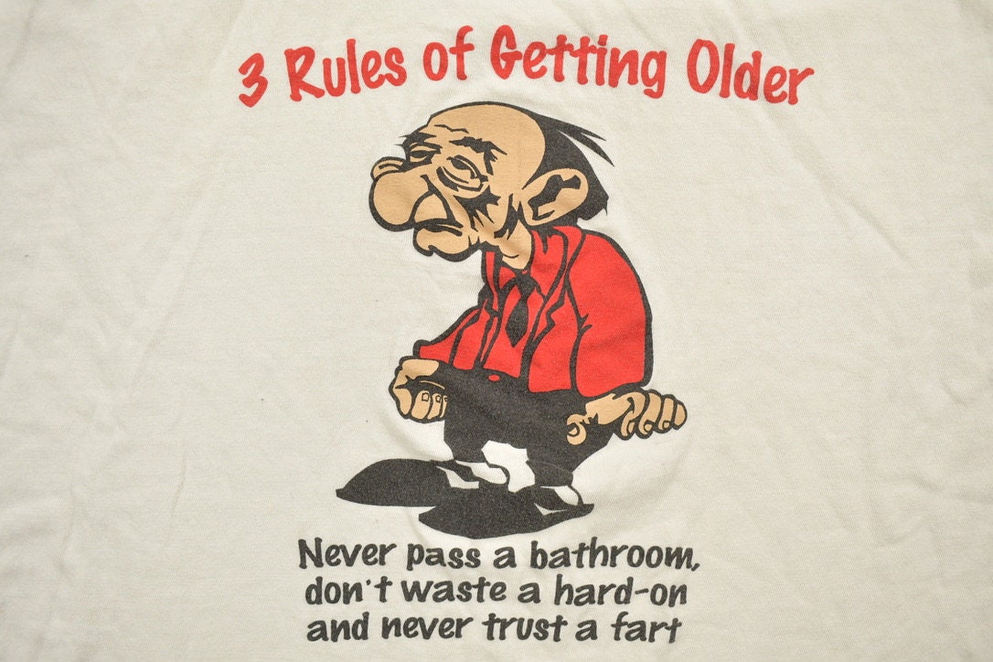 Vintage 1990s Rules Of Getting Older Funny Graphic T-Shirt