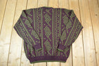 Vintage 1990s The Mens Store Knit Abstract Pattern Crewneck Sweater Made In USA