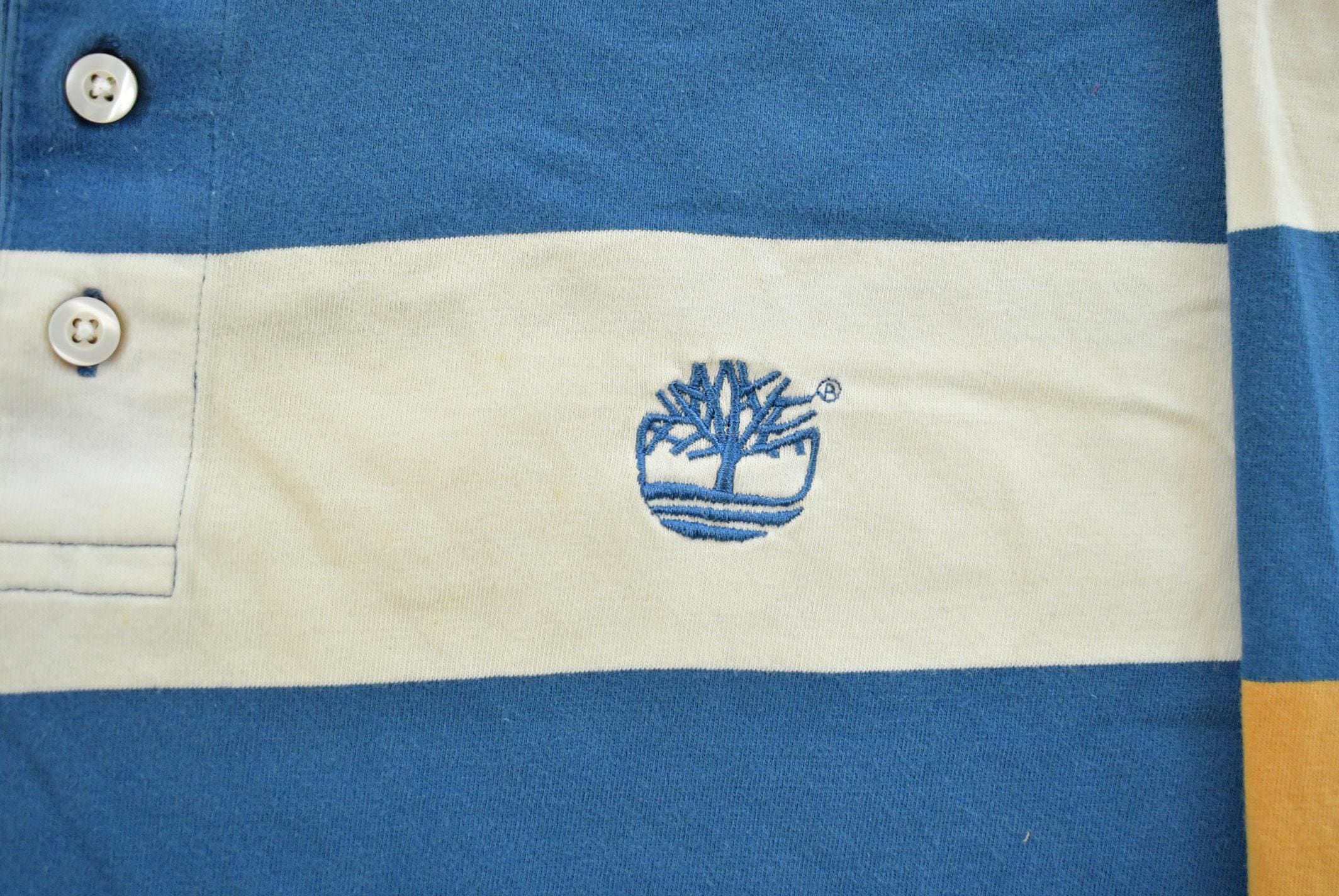 Vintage Y2K Timberland Striped Longsleeve Polo Shirt Men's L / 2000's Preppy Style / Button Up
