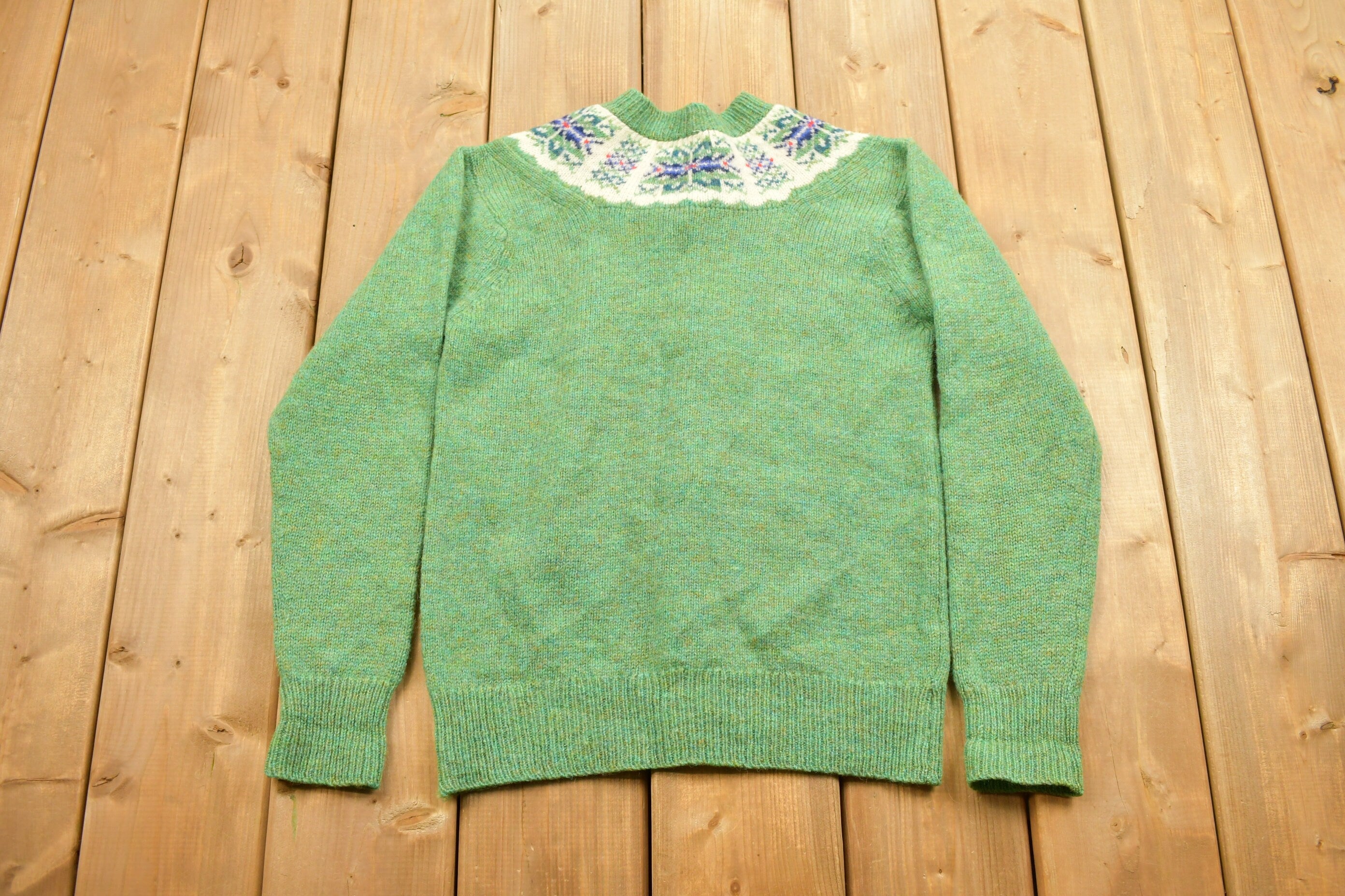 Vintage 1990s Croft Spun Shetland 100% Virgin Wool Knit Sweater