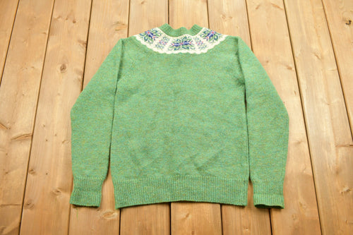 Vintage 1990s Croft Spun Shetland 100% Virgin Wool Knit Sweater / Vintage 90s Button Up Knit / Scotland / Vintage Knit / Winter Sweatshirt