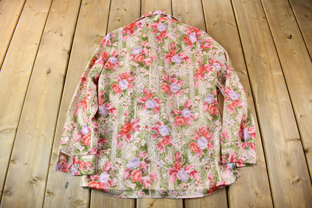 Vintage 1970s Lori Lynn All Over Print Psychedelic Style Blouse