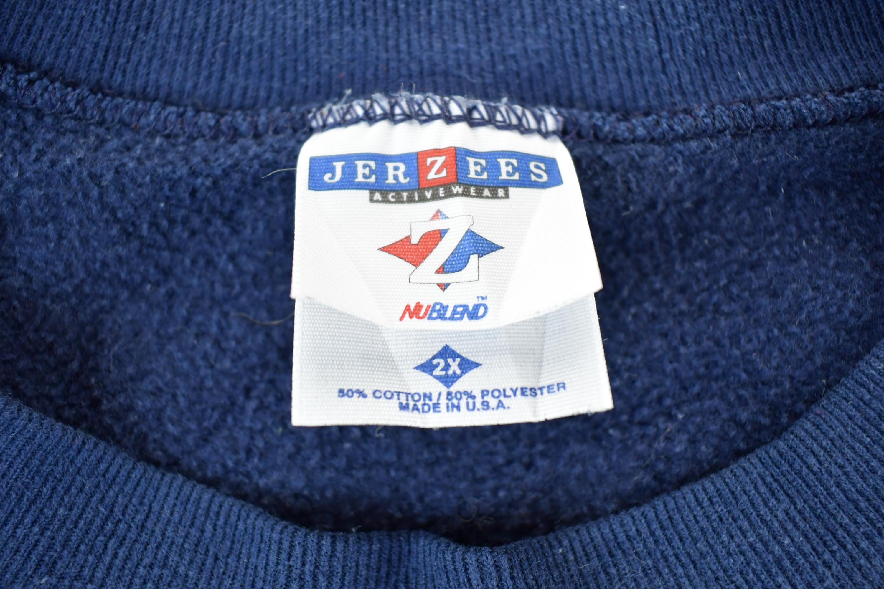 Vintage 1990s Jerzees Blank Blue Crewneck Sweatshirt Men's 2XL