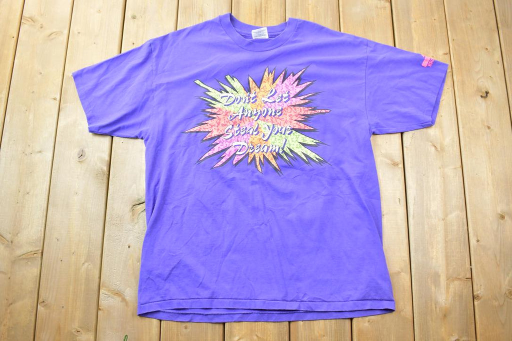 Vintage 1990s Brooks Neon Graphic T-Shirt / Vintage T Shirt / Streetwear / Graphic Tee / Single Stitch / Made In USA
