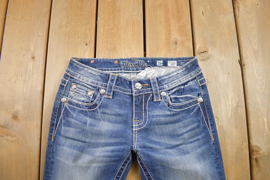Vintage Y2K Miss Me Bedazzled Low Rise Jeans Size 26x31