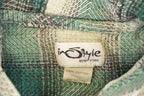 Vintage 1990s In Style New York Plaid Button Up Hoodie Men's M