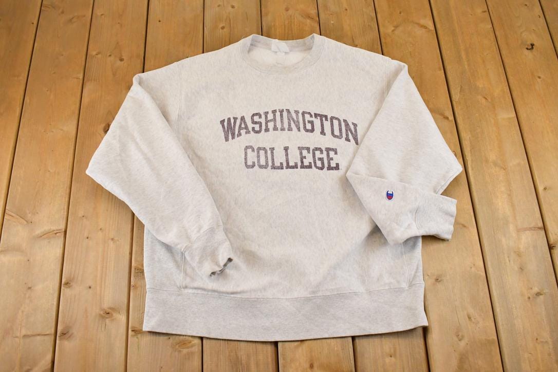 Vintage Y2K Washington College Champion Reverse Weave Sweatshirt Men's M / 2000s Heavyweight Sweater / 2000s Cross Grain
