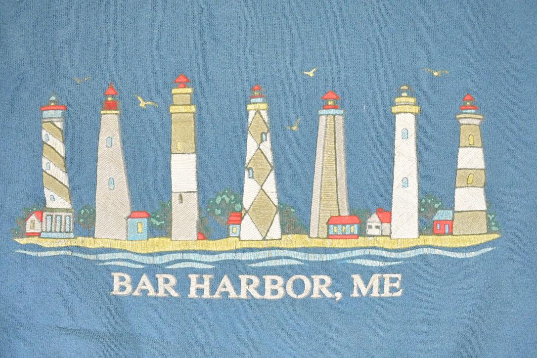 Vintage 1990s Bar Harbour ME Lighthouses Graphic Print Crewneck Sweatshirt Mens L / Made In USA / 90's Destination Sweater
