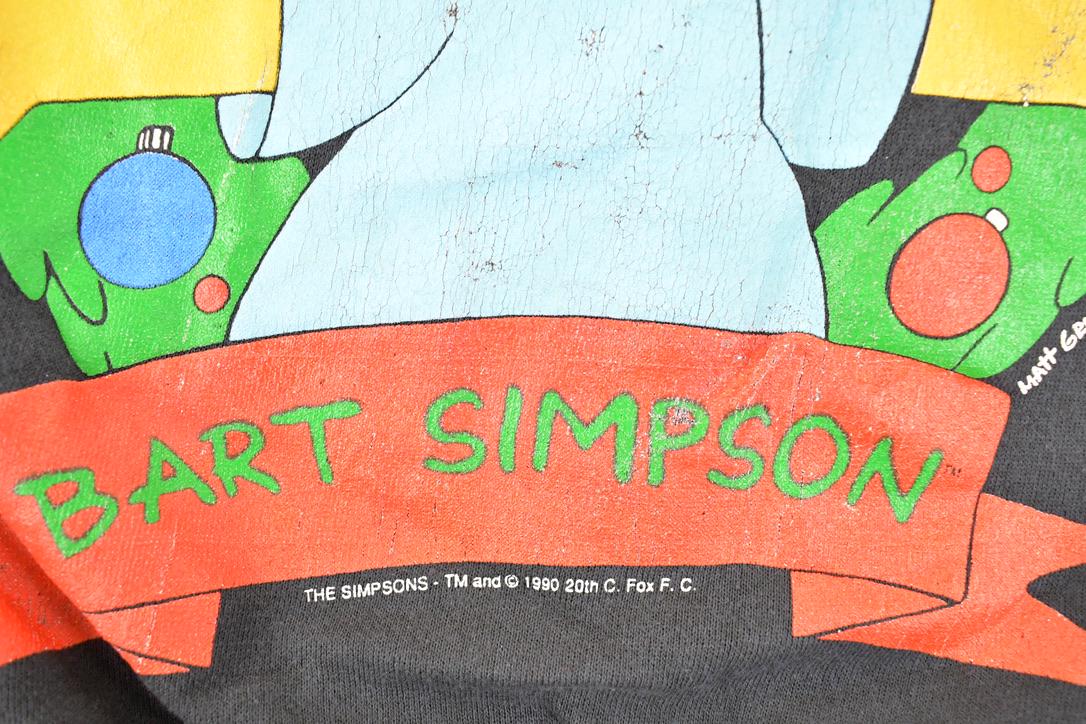 Vintage 1990 The Simpsons Santa Bart Simpson Peace On Earth Man Christmas Crewneck Sweatshirt Men's M