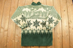 Vintage 1990s Winter Graphic Full Zip Fleece Sweater