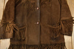 Vintage 1970s Dark Brown Suede Fringe Leather Jacket