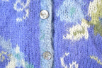 Vintage 1990s Icelandic Design Button Up Knit Abstract Pattern Crewneck Sweater Womens L