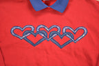 Vintage 1990s Heart Embroidered Cute Collared Crewneck Sweater